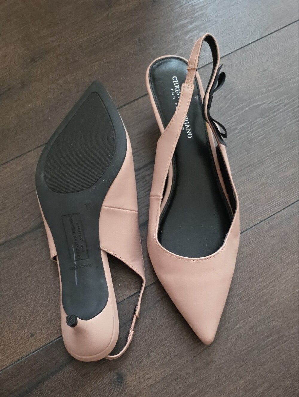 Christian Siriano Blush Pink Pointed Slingback Pumps Kitten Heel - Picture 8 of 9